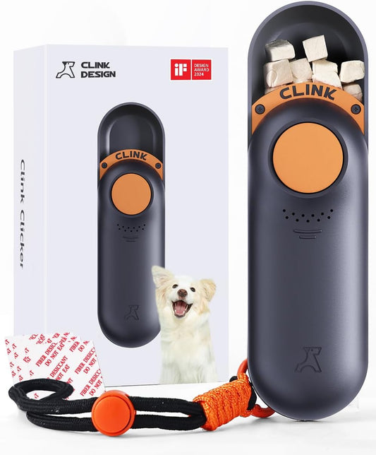 Clicker Dog Trainer & Dog Treat Pouch Alternative Dual Use 2 in 1 Dog Clicker for Training - Durable, Light (2.36 Oz), Easy to Clean & Handle, Fast to Fill, Innovative Design, Black